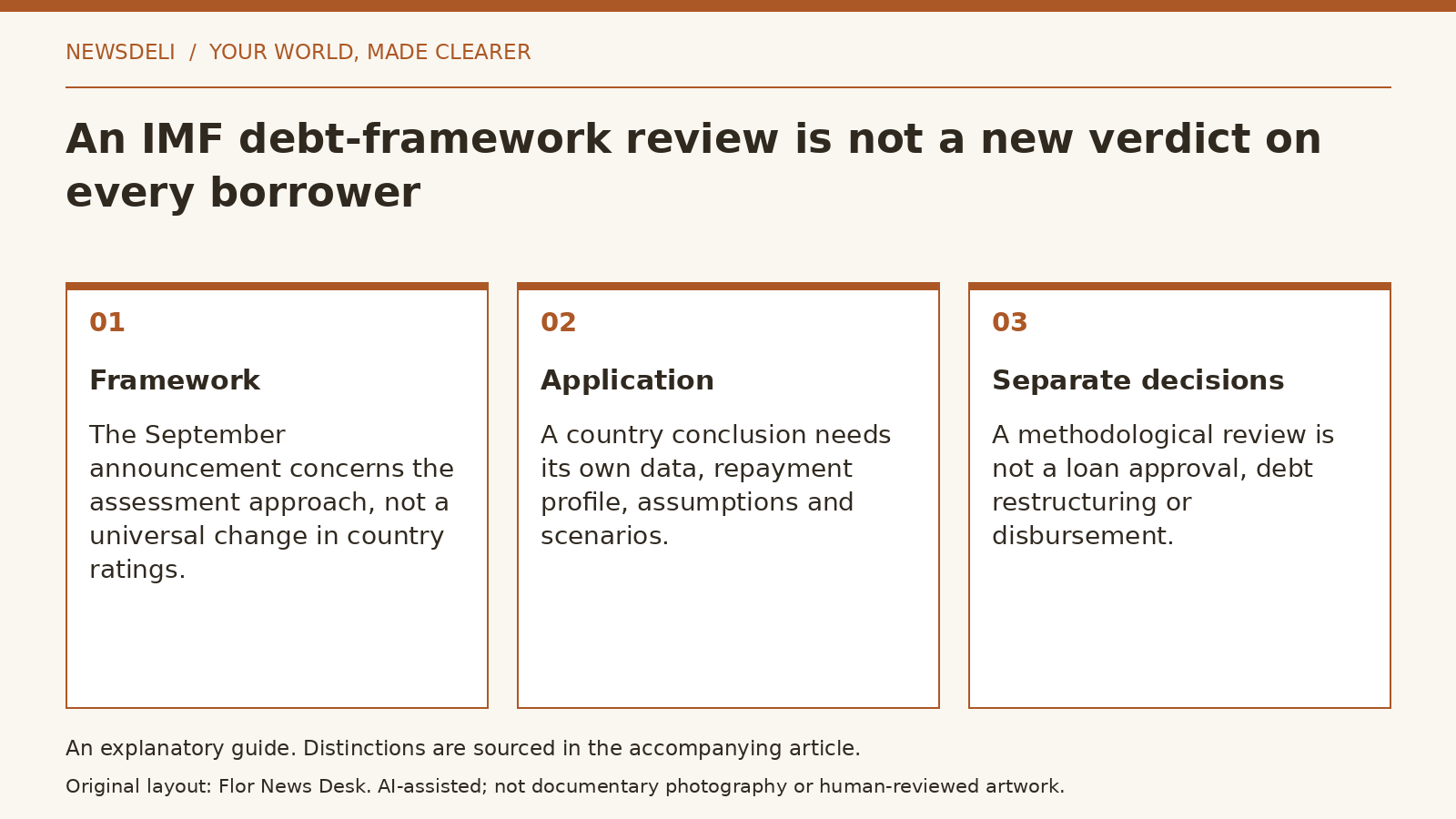 Explanatory diagram: Framework; Application; Separate decisions.