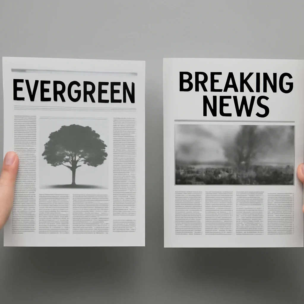 Supporting editorial image for the article evergreen vs breaking news for brand authority