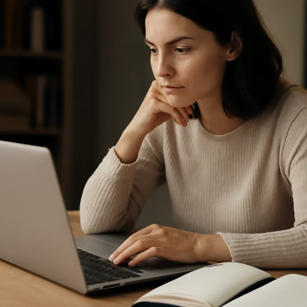 Reader engaging with the article how to turn one announcement into multiple stories on a laptop and notebook