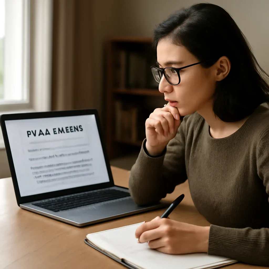 Reader engaging with the article press release template for startups on a laptop and notebook