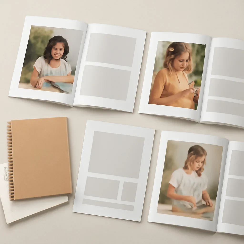 Story mockups and campaign notes used to shape brand stories formats