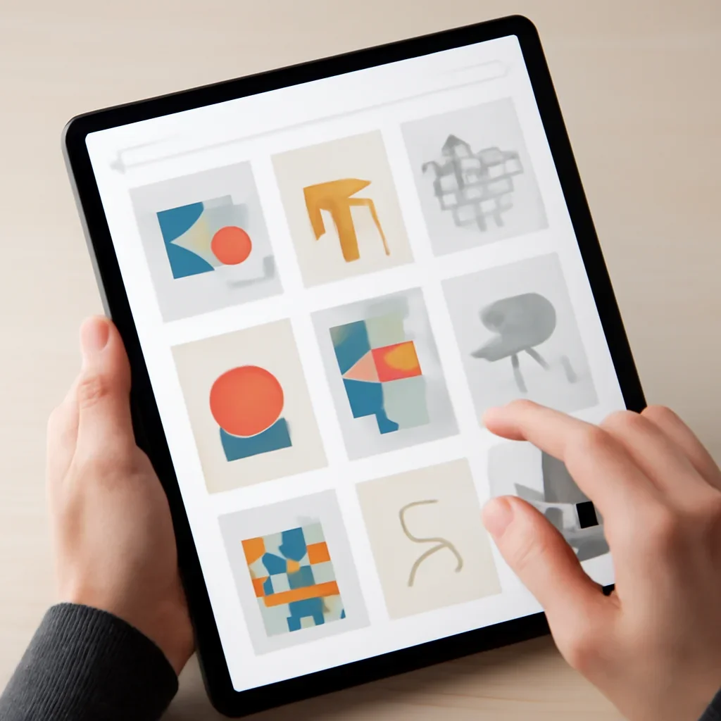Reader browsing older design archives stories in a clean digital archive