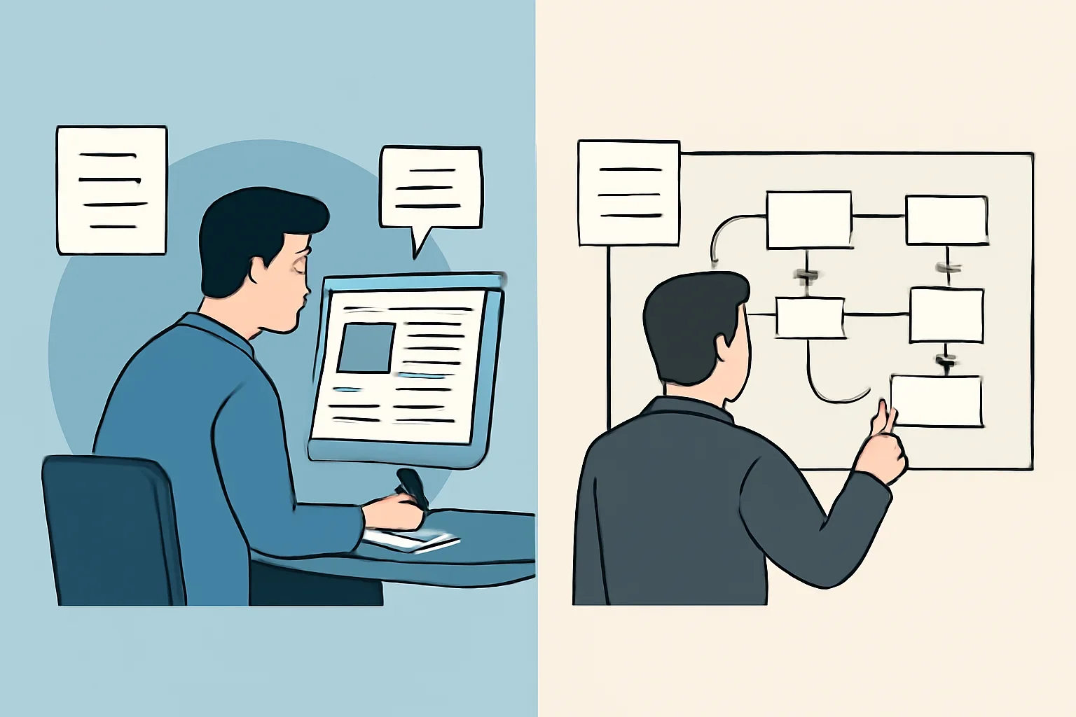 Side-by-side editorial publication and wire-style distribution planning boards for newsdeli vs ein presswire