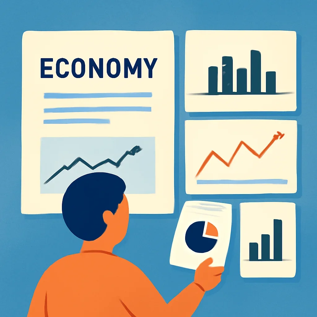 Reader moving from a economy headline into deeper analysis cards