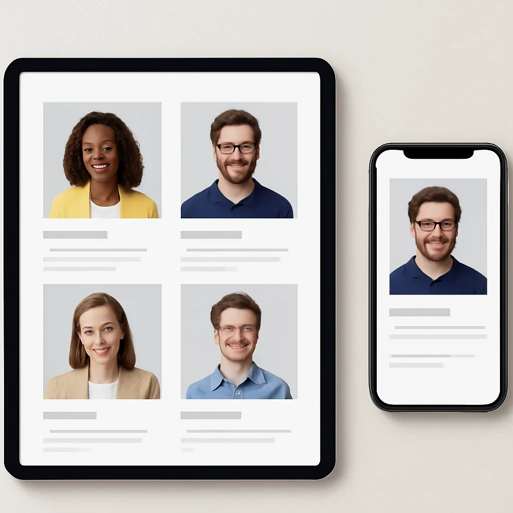 Author profile cards and byline pages reviewed on tablet and phone