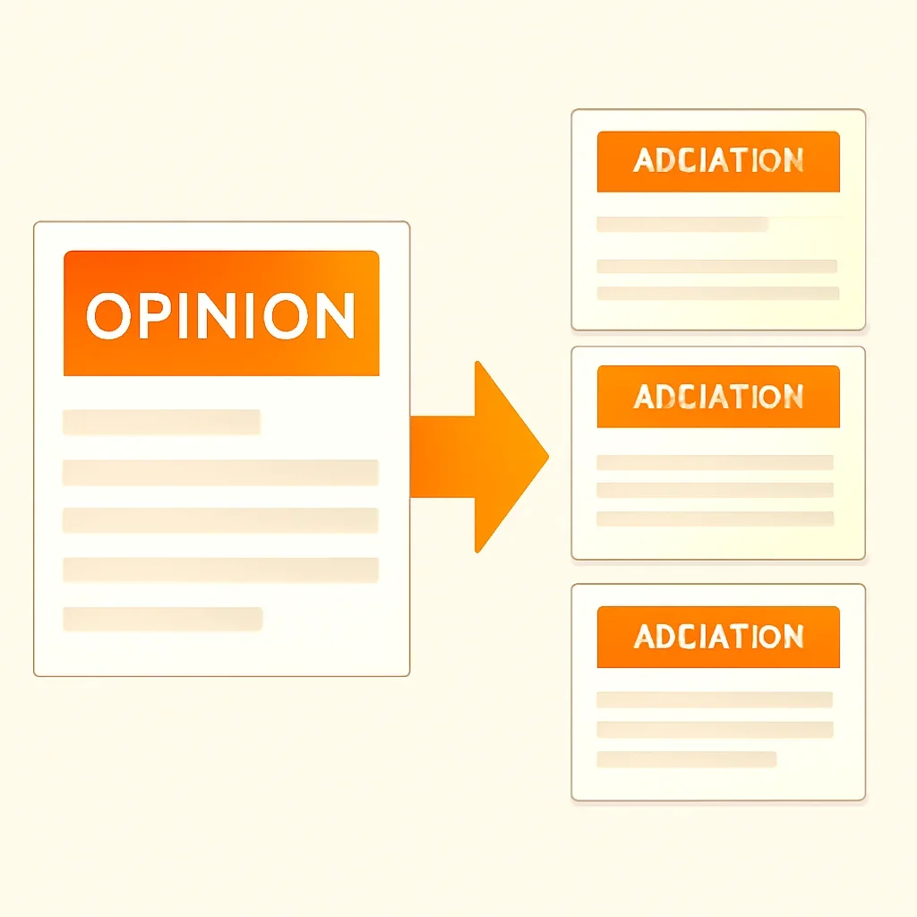 Reader moving from a opinion headline into deeper analysis cards