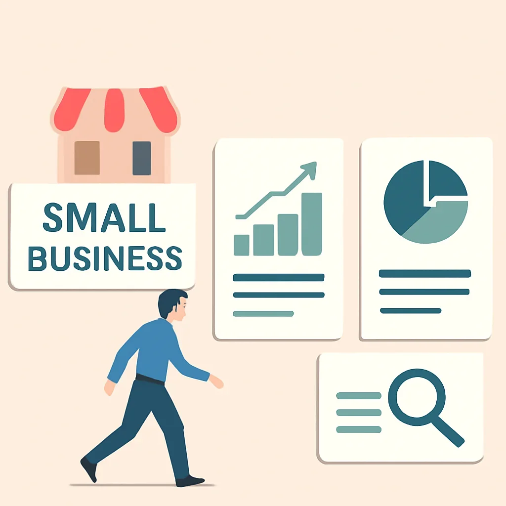 Reader moving from a small business headline into deeper analysis cards