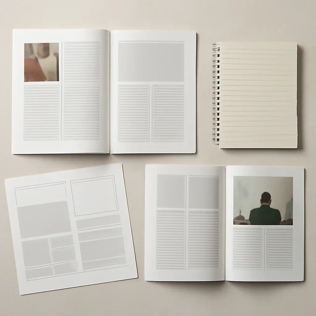 Story mockups and campaign notes used to shape solutions formats
