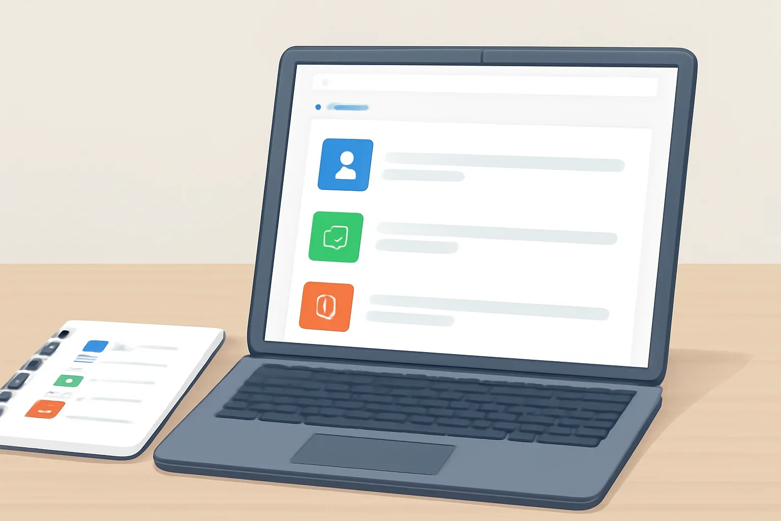 Help hub interface open beside notebook labeled readers, contributors and partners