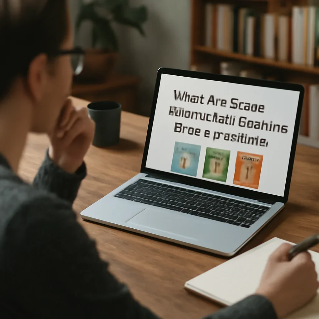 Reader engaging with the article what are some essential architecture reference books? on a laptop and notebook